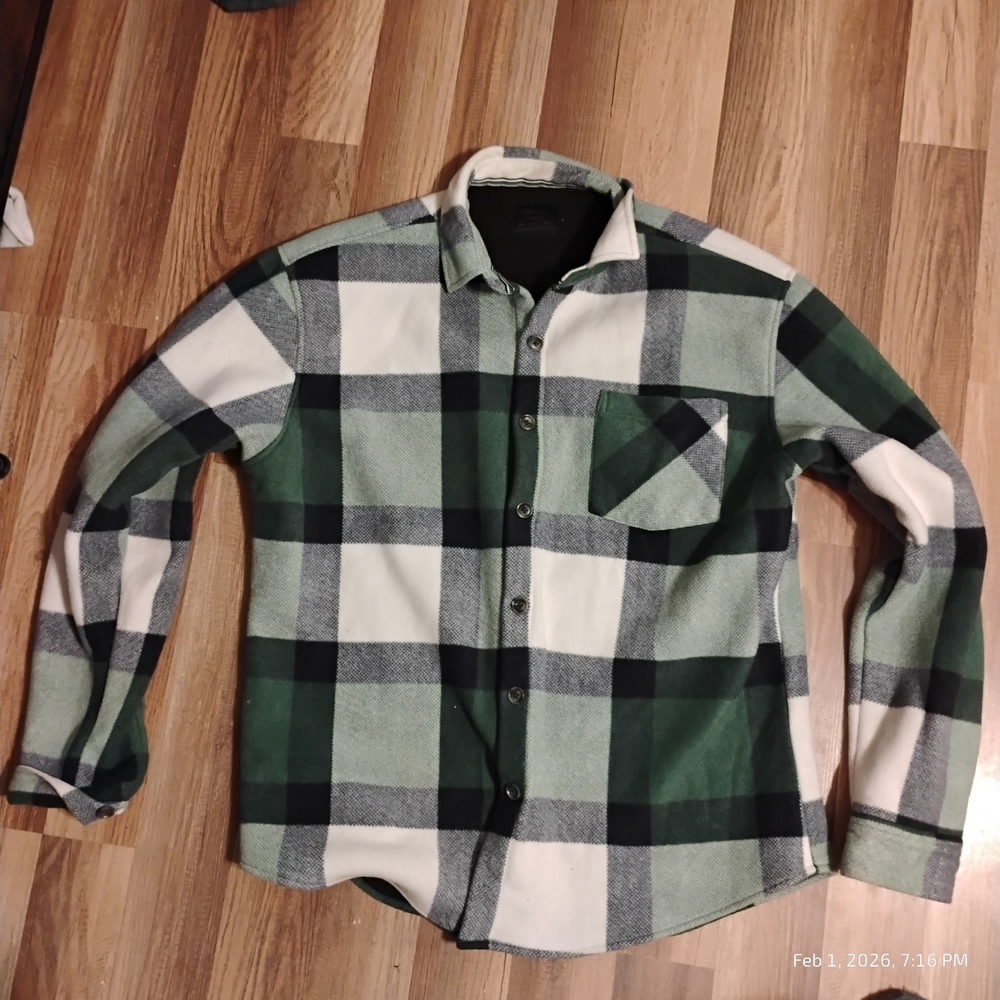 Nomad Women's Large Green and Black Plaid Button-Down Medium Weight Shirt Jacket